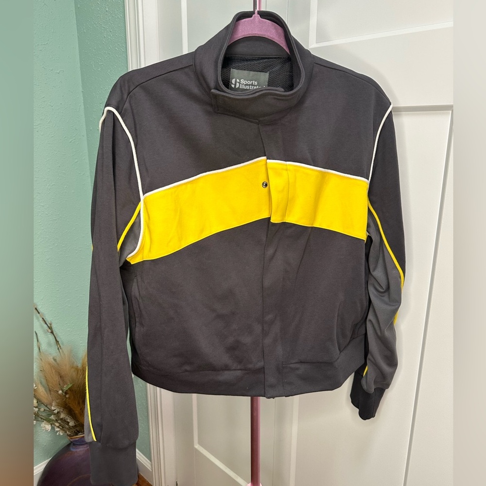 Sports Illustrated grey yellow Zip Boiler Jacket sz Large